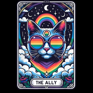 Funny Ally Cat Tarotkaart Pride-zonnebril Gay Pride LGBTQ png-gay pride png-gay pride png, lgbt-regenboog, kat png, lesbisch png, digitaal bestand