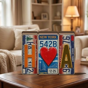 Personalisiertes Nummernschild Zeichen, Name Herz Datum Dekor, Vintage Car Plate Style Geschenk, Jahrestag Liebe Andenken für Paare Him Her