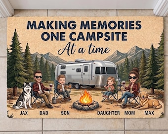 Camping Mat, RV Family Mat, Personalized Welcome Mat, Custom Name Mat, Outdoor Camping Decor, Camper Family Gift, Gift 2026, Cabin Door Mat