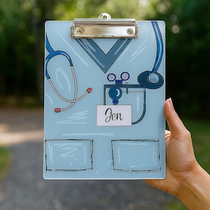 Personalized Acrylic Nurse Clipboard Custom Medical Office Supplies Gift for Doctor Student Healthcare Worker Customized Stethoscope Design