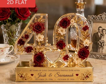 Personalized 40th Anniversary Gift Acrylic Block, Ruby Wedding Keepsake, Custom Couple Decor, GIFT 2026, 40 Years Love