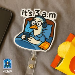 Porte-badge d'humeur drôle en acrylique Lazy Duck, clip Ne pas déranger, cadeau de travail mignon café triste pour collègue, ami, étudiant, personnel de bureau