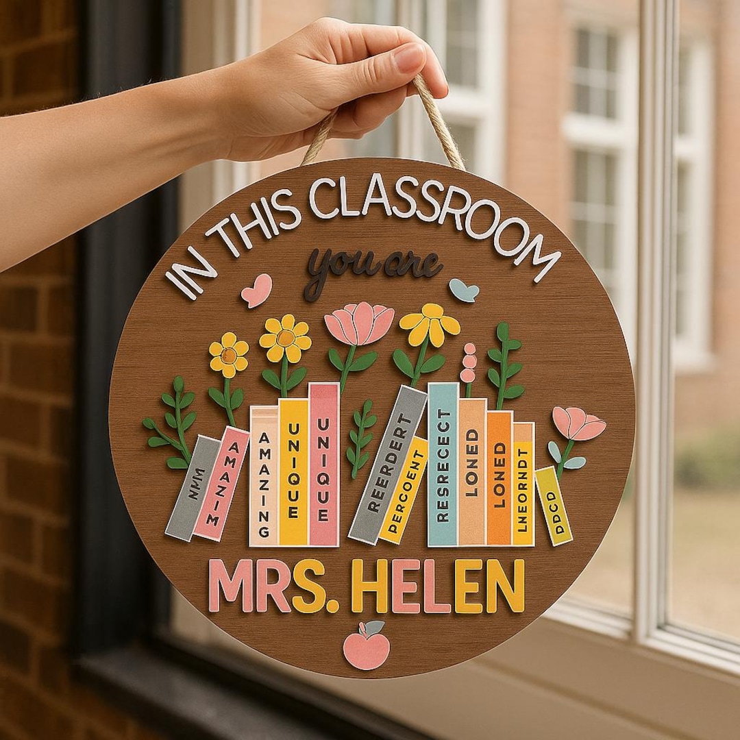 Personalized Classroom Teacher Welcome Sign Wooden Hanging Plaque ...
