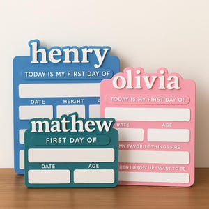Personalized First Day of School Sign Customized Photo Prop Name Board Classroom Chalkboard Keepsake Milestone Gift for Kids & Friends