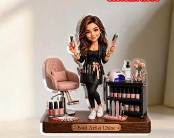 Regalo personalizzato per nail artist, supporto in acrilico personalizzato per salone con foto, decorazione per scrivania da manicure, REGALO 2026, regalo per nail artist per lei, decorazione per professionisti della bellezza