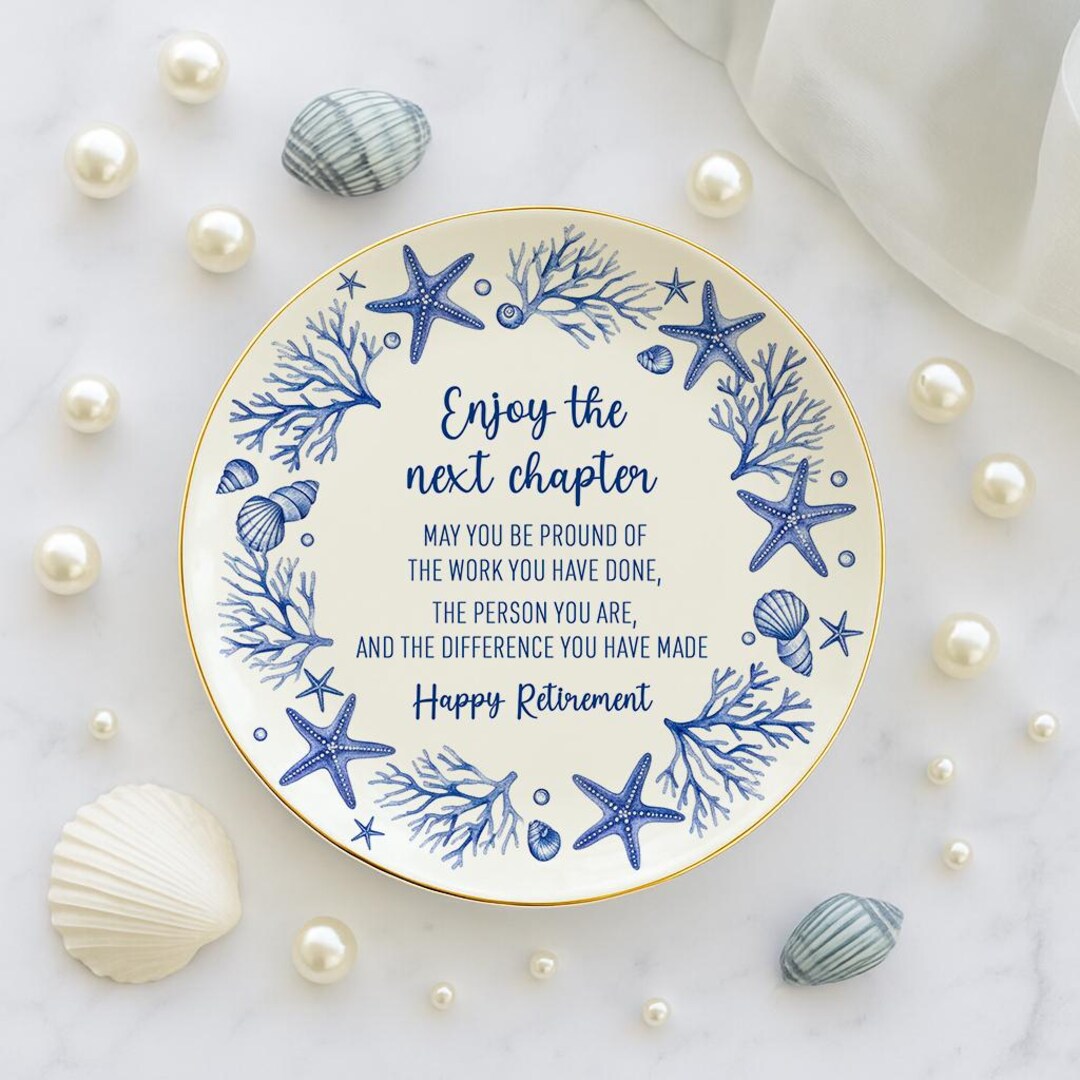 Retirement Counter Rings Personalized Retirement Jewelry Tray, Ceramic Ring Dish With Nautical ...