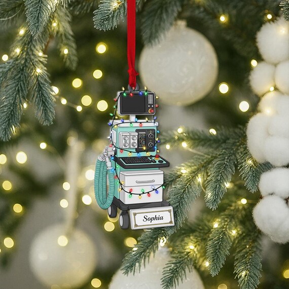 Personalized Anesthesiologist Ornament Customized CRNA Gift Anesthesia Machine Decor for Respiratory Therapist Doctor ICU Nurse Custom Name