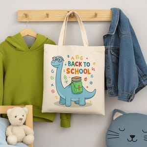 Sac fourre-tout de rentrée dinosaure pour enfants Sac à bandoulière en toile brontosaure mignon cadeau pour garçons filles transporteur de fournitures de classe préscolaire