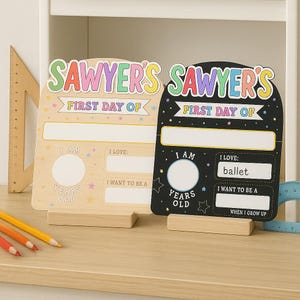 Personalized First Day of School Sign Photo Prop Board Customized Name Board Classroom Decor Kids Gift Chalkboard Background Dual Sided Memo