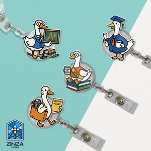 Bobine d'insigne en acrylique holographique, cadeau pour enseignant, bobine d'insigne de remise des diplômes, porte-badge pour étudiant, promotion 2025, bobine d'insigne de canard mignon, cadeau idéal