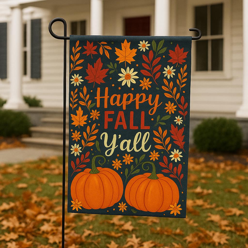 Gartenflagge „Happy Fall“ 30,5x45,7 Cm – Doppelseitige Herbst-Dekoration Mit Kürbis-Motiv Für Draußen