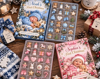 Personalisierter Baby-Adventskalender, Erstes Weihnachten 2026, Countdown mit individuellem Namen, Erinnerungsstück für die Feiertage, Dekoration fürs Kinderzimmer, Geschenk 2026