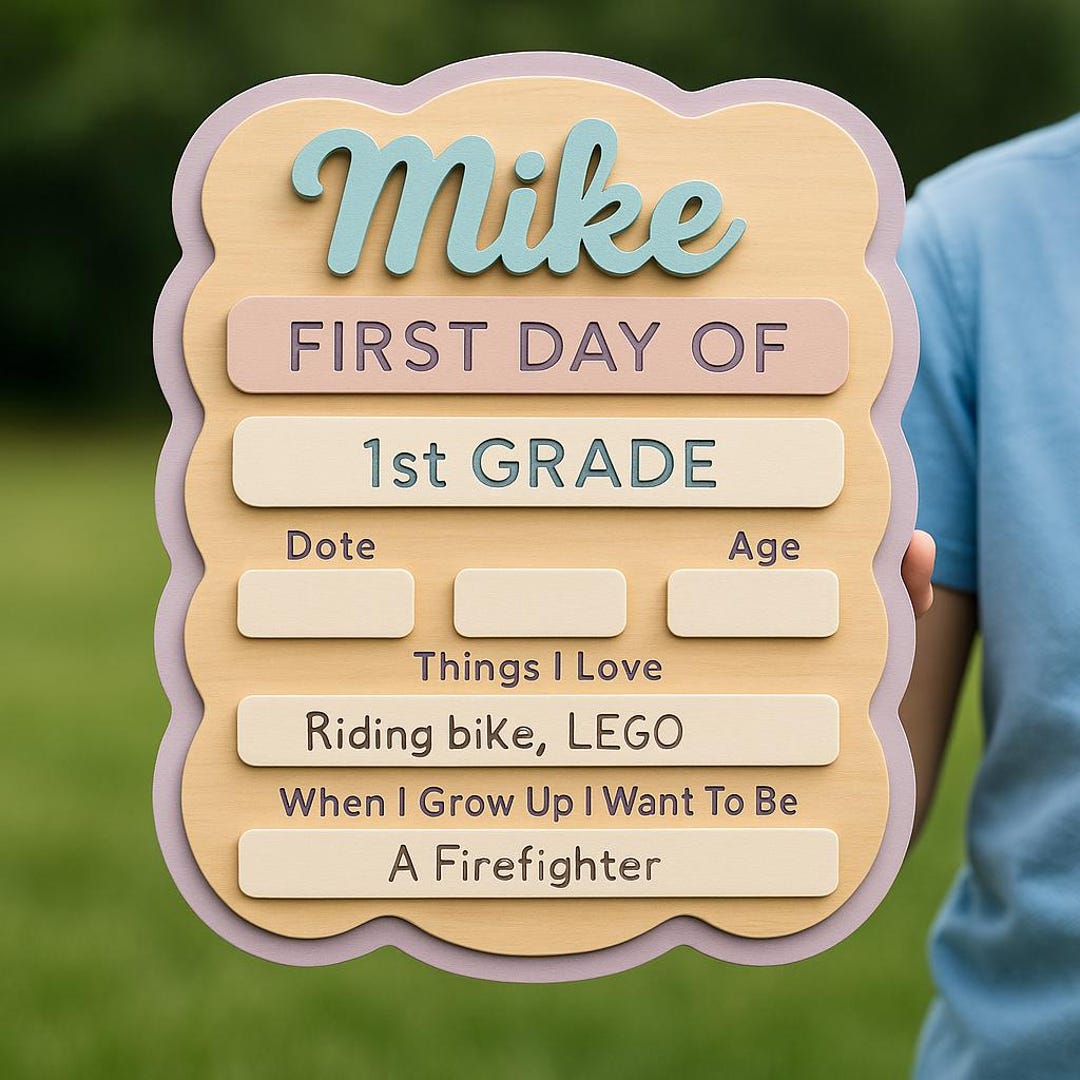 Personalized First Day of School Wooden Sign Custom Kids Milestone ...