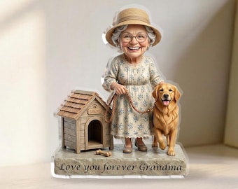 Bloque acrílico personalizado para mamás perrunas, figura personalizada de Golden Retriever, recuerdo para la mascota de la abuela, regalo del Día de la Madre 2026, regalo de cumpleaños para la abuela