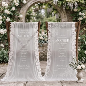 Personalized Wedding Memorial Chair Cover, In Loving Memory Chair Drape, Ceremony Reserved Decor, Custom Names, GIFT 2026, Remembrance Sign