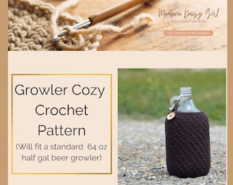 Instant Download - Beer Growler Cozy Crochet Pattern - 64 oz Half Gallon size - May sell finished product