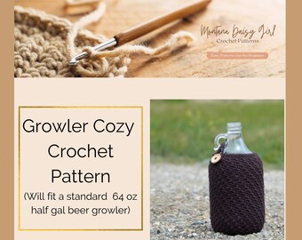 Instant Download - Beer Growler Cozy Crochet Pattern - 64 oz Half Gallon size - May sell finished product