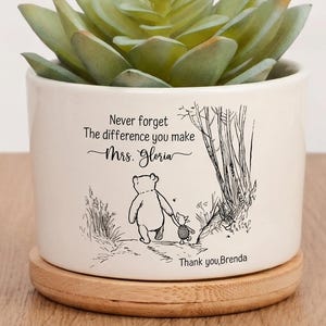 Bedankt cadeau leraar, vergeet nooit het verschil dat je maakt, op maat gemaakte plantenpot voor leraar, cadeau leraar waardering, cadeau voor leraar