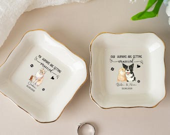 Personalized Pet Jewelry Dish, Pet Memorial Jewelry Dish, Custom Dog Cat Portrait Ring Dish, Toile De Jouy Pet Ring Dish, Gift For Pet Owner