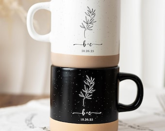 Personalized Engagement Gift, Pottery Printed Mugs, New Engaged Couple Gift, Engagement Gifts, Engagement Gift for Couple, Wedding Gift