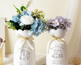 Personalized Ceramic Vase,First Home Gift,Flower Vase for New Home Occasion,Housewarming Gift for Couple,Moving In Gift for Friend,New Home
