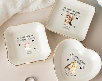Personalized Pet Jewelry Dish, Pet Memorial Jewelry Dish, Custom Dog Cat Portrait Ring Dish, Toile De Jouy Pet Ring Dish, Gift For Pet Owner