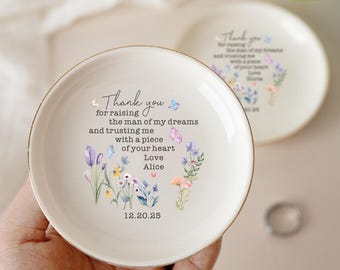 Personalized Wedding Ring Dish For Mother Of The Bride & Groom Gift From Daughter, Thank You For Raising The Man Of My Dream, Gift For Mom