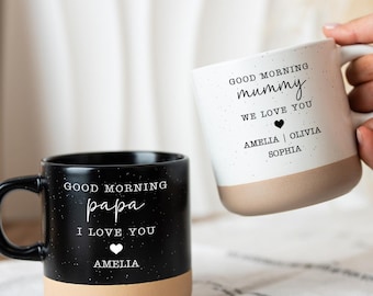 We Love You Mom Dad Mug, Custom Mom Dad Pottery Mug, Mug For Dad Mom, Fathers Day Gift From Daughter Son, Gift For Parents,Father's Day Gift