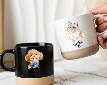 Custom Pet Memorial Mugs,Pottery Printed Mugs,Custom Dog Cat Portrait Mug,Pet Memorial Gifts,Gift For Pet Owner,Gift For Friends,Loss Pet