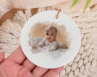 Personalized Baby's First Christmas Photo Ornament,Newborn Keepsake,First Christmas Baby Keepsake for New Parents,Christmas Gifts,Home Decor