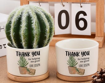 Thank You Gift for Teacher Pot,Personalized Planter,Teacher Appreciation,End of Year Gift,Desk Planter,Custom Succulent Pot,Teacher Gift