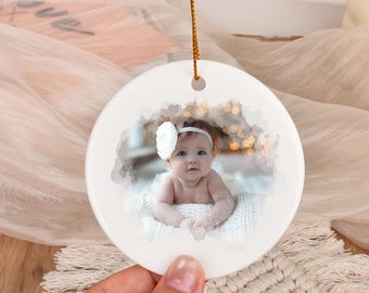 Personalized Baby's First Christmas Photo Ornament,Newborn Keepsake,First Christmas Baby Keepsake for New Parents,Christmas Gifts,Home Decor