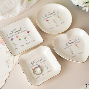 Personalized Birth Flower Jewelry Dish, If Friends Were Flowers I&#39;d Pick You, Best Friend Gift, Birthday Gift for Bestie, Christmas Gift
