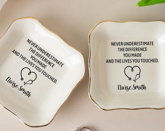 New Nurse Gift Personalized Ring Tray, Graduation RN BSN Nursing Grad Trinket Dish Gifts,  Thank You Gift, Coworker Gift, Graduation Gift