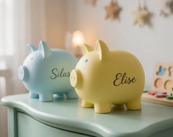 Personalised Piggy Bank, Custom Name Coin Container, Baby Shower Gift, Kids Room Decor, 1st Birthday Keepsake,Christmas Gift for Child