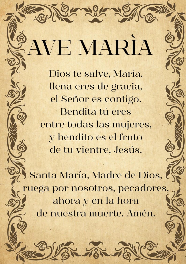 Ave María Oración Católica En Español | Rezo En PDF Digital | Christian ...