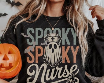 Spooky Nurse PNG: Retro Halloween Ghost Clipart (Digital Download