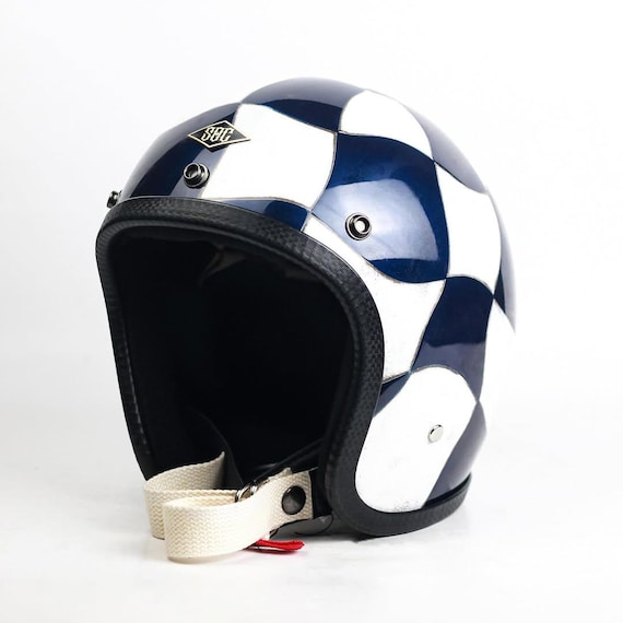 checkered blue motorcycle helmet New Helmet Slimhead 500TX Custom Checkerboard By Request BOBBER CHOPPER  Motorcycle