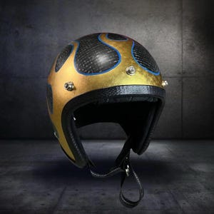 Open Gezicht Vintage Custom Helm Slimhead 500TX RAW Bladgoud Vlam Doff Chopper CAFE RACER Motorfiets Dhl Express