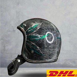 Vintage aangepaste helm met open gezicht Slimhead 500TX Raw CHOPPER CAFE RACER Motorcycle DHL Express