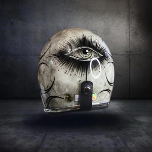 Aangepaste vintage helm Slimhead 500TX RAW patina ogen vlam Bobber Chopper motorfiets DHL Express