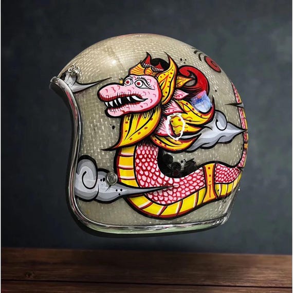 dragon design motorcycle helmet Voss 580 Conquest Red Modular dependent on the type of motorcycle helmet and how it has been fitted. Open Face Vintage Custom Helmet