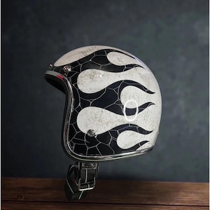 Aangepaste vintage helm Slimhead 500TX Patina Flame Bobber Chopper motorfiets DHL Express
