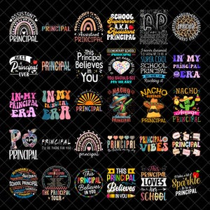 Principal Png Bundle, Appreciation Gift, Gift for Principal Lover, School Principal Png, Retro, Principal Shirt Design Png, Digital File