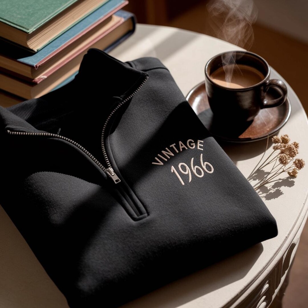 Embroidered 60th Birthday Quarter Zip Sweatshirt, Vintage 1966 - Etsy