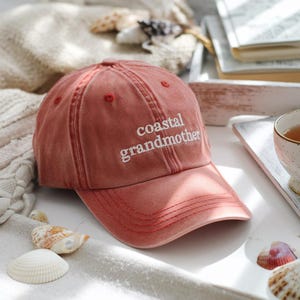 Embroidered Coastal Grandmother Washed Hat, Embroidered Grandmother Gifts, Grandmother Hat, Mother Day gifts