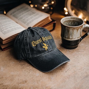 Embroidered Quest Squad Hat with Dragon on the side, Fourth Wing Embroidery Cap, Basgiath War College, Dragon Riders, Riders Quadrant Hat