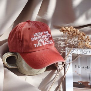 Feminist Hat, Embroidered Baseball Cap, keep the immigrants deport the racists hat, Immigration Social Justice Gift