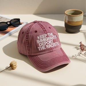 Feminist Hat, Embroidered Baseball Cap, keep the immigrants deport the racists hat, Immigration Social Justice Gift