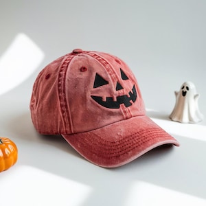 Pumpkin Embroidered Baseball Hat, Spooky Season Embroidered Cap, Halloween Costumes Hat, Vintage Dad Cap, Halloween Gift